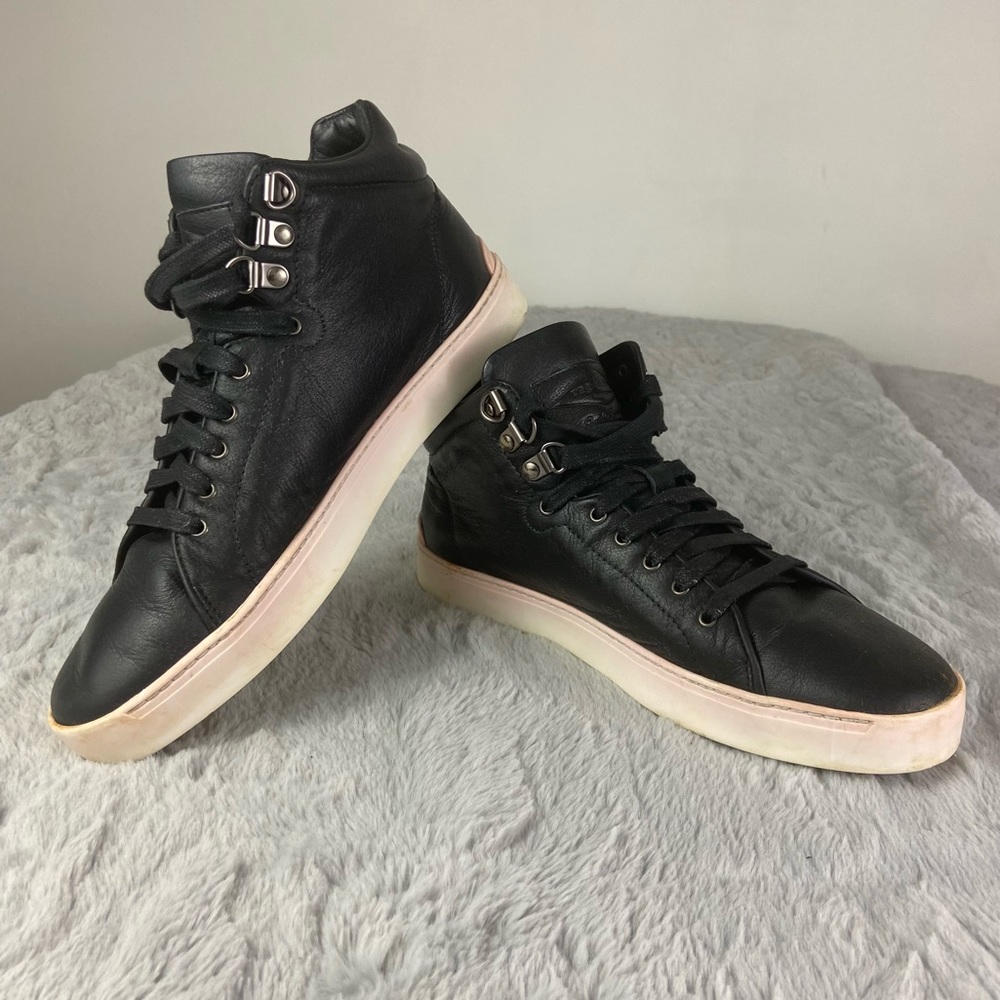 Rag & Bone Kent Black Leather High Top Sneakers Size 39 US 9